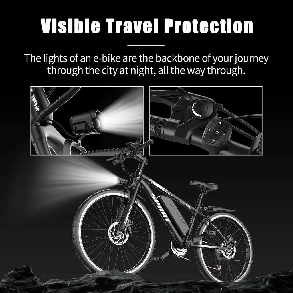 G26Electric Bike for Adults, 26" Electric Mountain Bike with 500W Peak Brushless Motor, Max 45Miles 25MPH Electric Bicycles,Removable Battery.