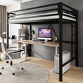 Amolife Twin Size Heavy Duty Metal Loft Bed with Removable Ladder & Full-Length Guardrail, Black