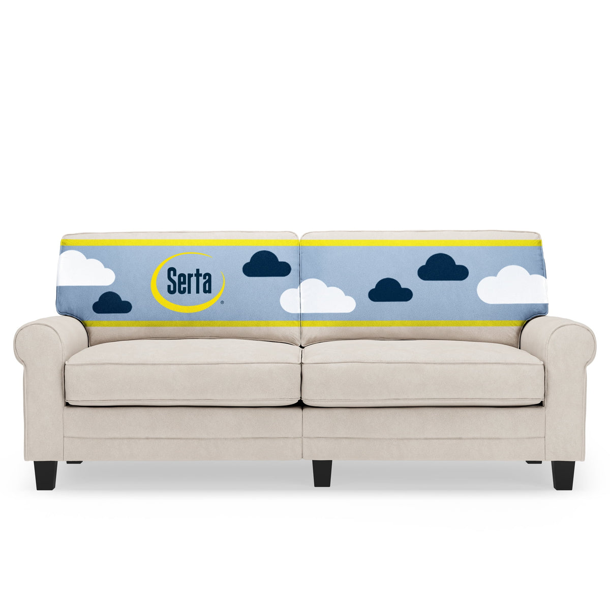 Serta Copenhagen 78" Rolled Arm Sofa with Removable Covers Dark Brown