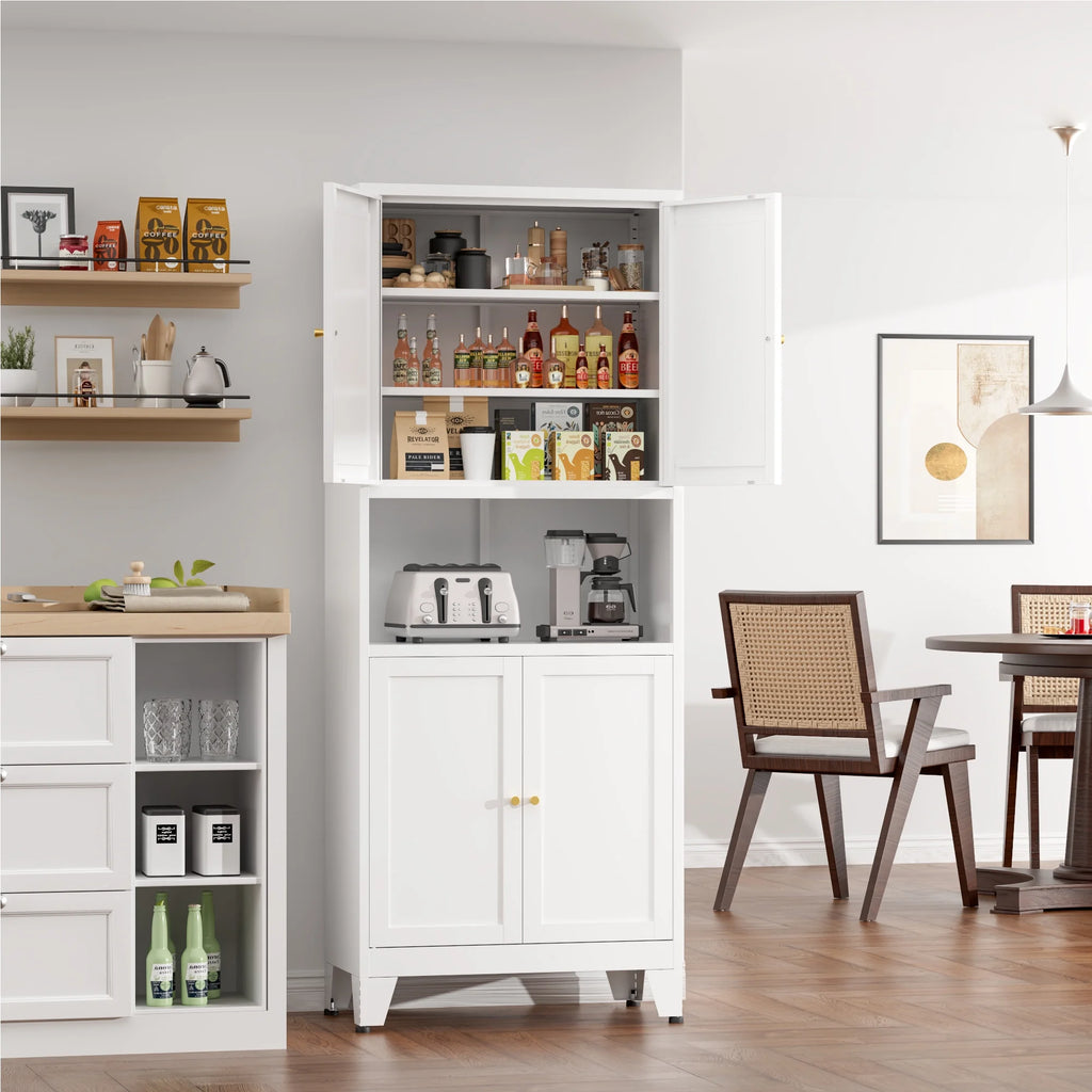 Elegant 69" Tall Modern Kitchen Pantry,Metal Storage Cabinet with Adjustable Shelves,Pantry Storage Cabinet for Kitchen,Dining Room,Living Room,Blue