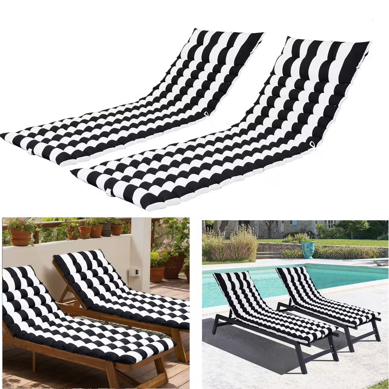 2pcs Outdoor Chaise Lounge Cushions, Waterproof Patio Foldable Chair Cushion for Garden Pool, 73 x 24in Sun Lounger Cushions for Outdoor Furniture��Navy blue��