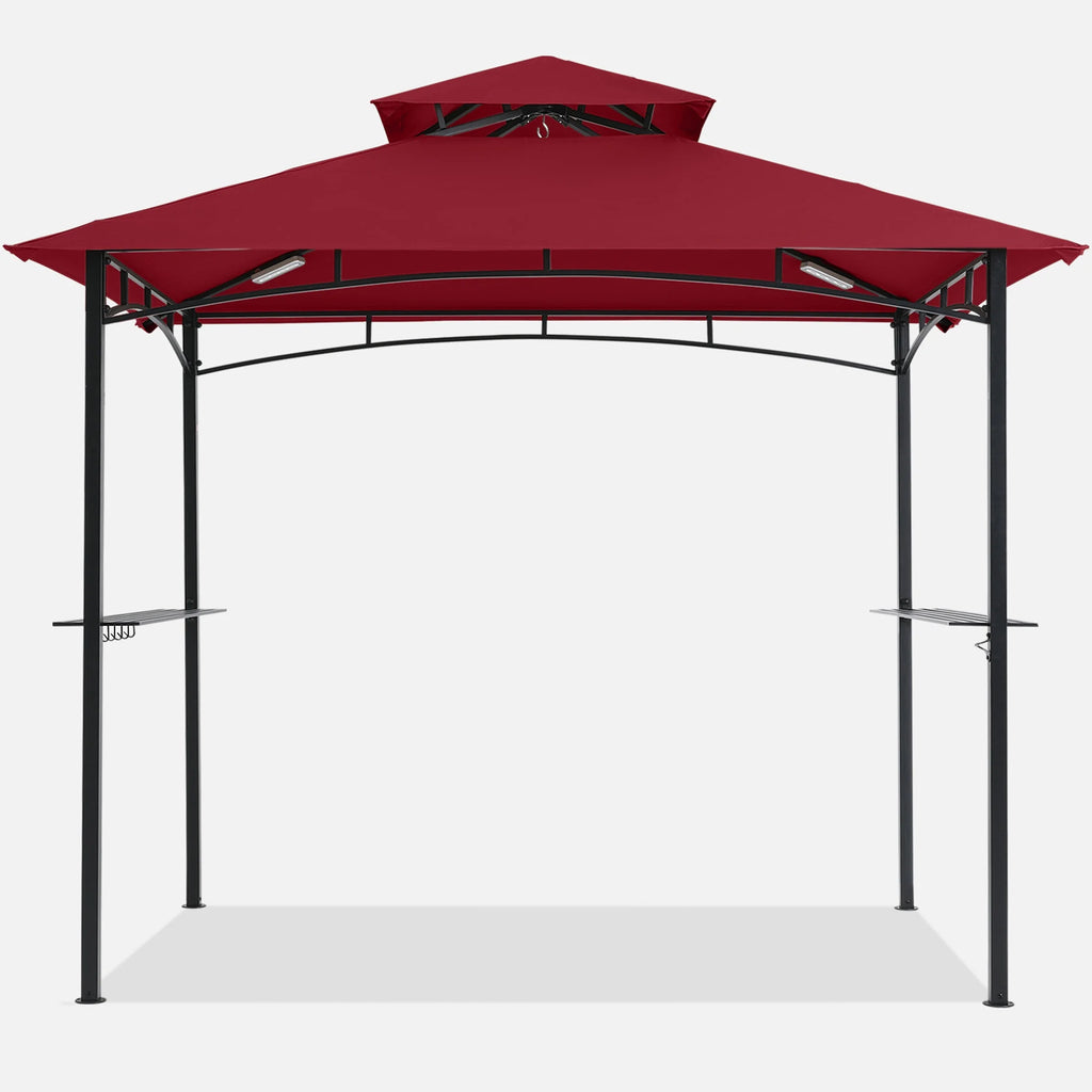 MASTERCANOPY 8' x 5' Grill Gazebo Outdoor BBQ Gazebo Canopy with LED Lights for Patio, Brown