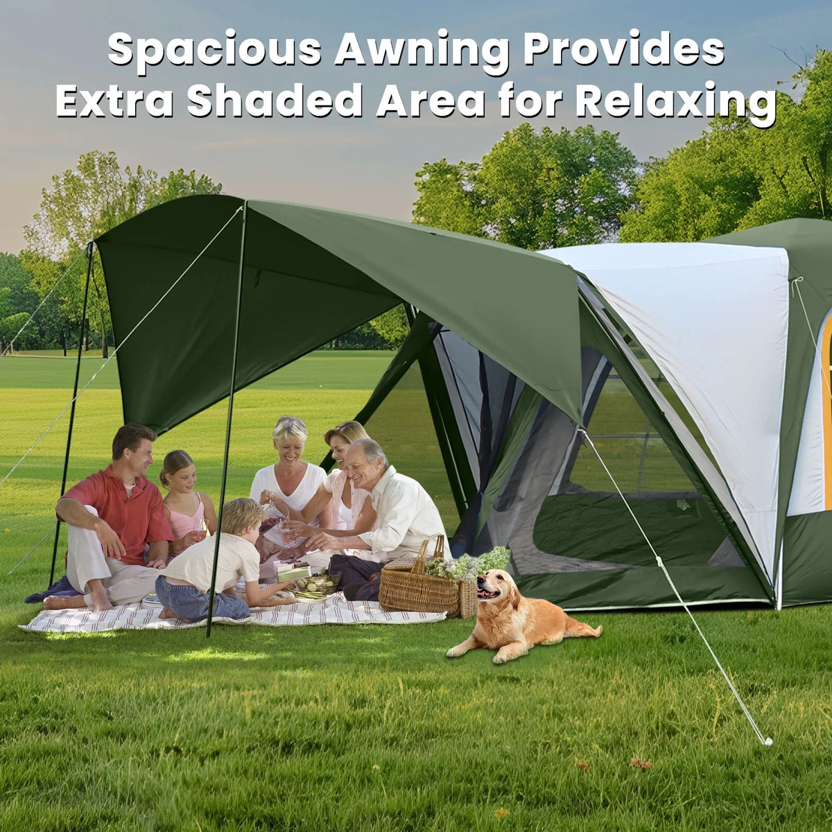 MOPHOTO SUV Tents for Camping 4 People, PU 3000mm Waterproof SUV Tent Attachment Tailgate Tent for Car Jeep Van, Spacious Space 8.2'L x 8.2'W x 7.2'H with 2 Awnings & Double Door