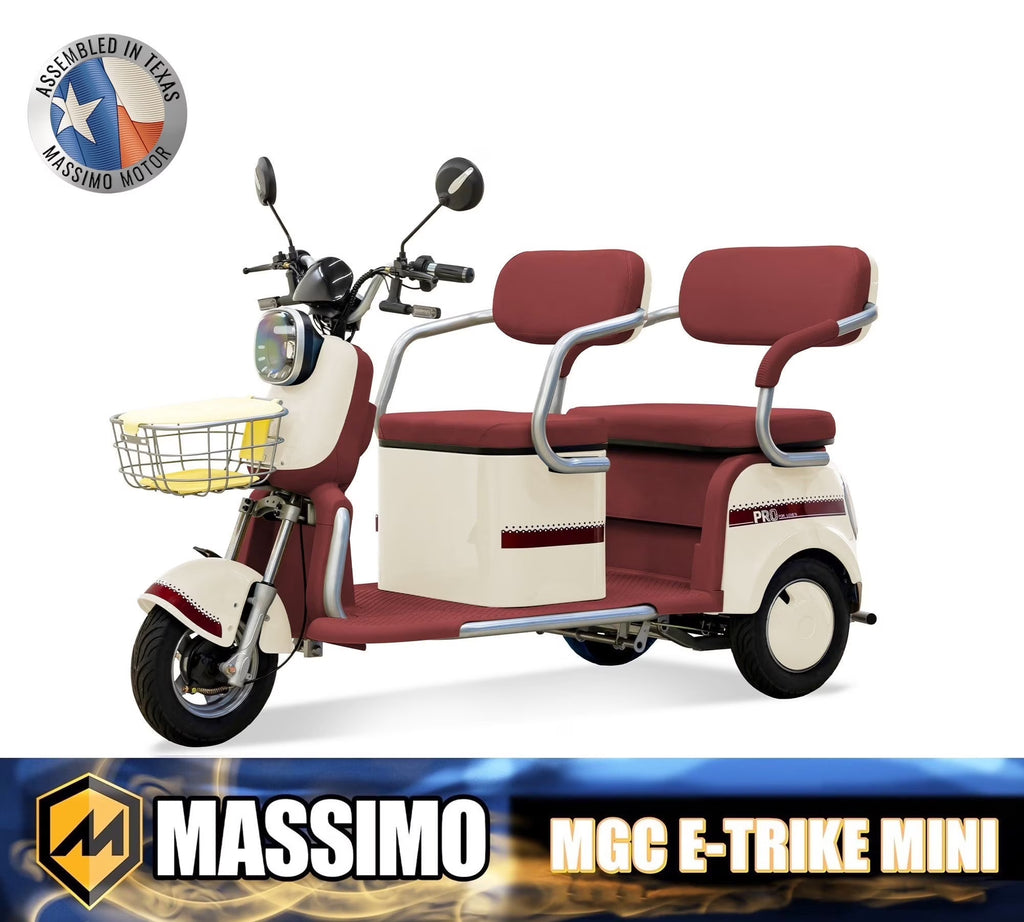 Massimo MGC E-Trike 3-Wheel Electric Cart �C 17 MPH, 2-Seater Adult Scooter �C Blue
