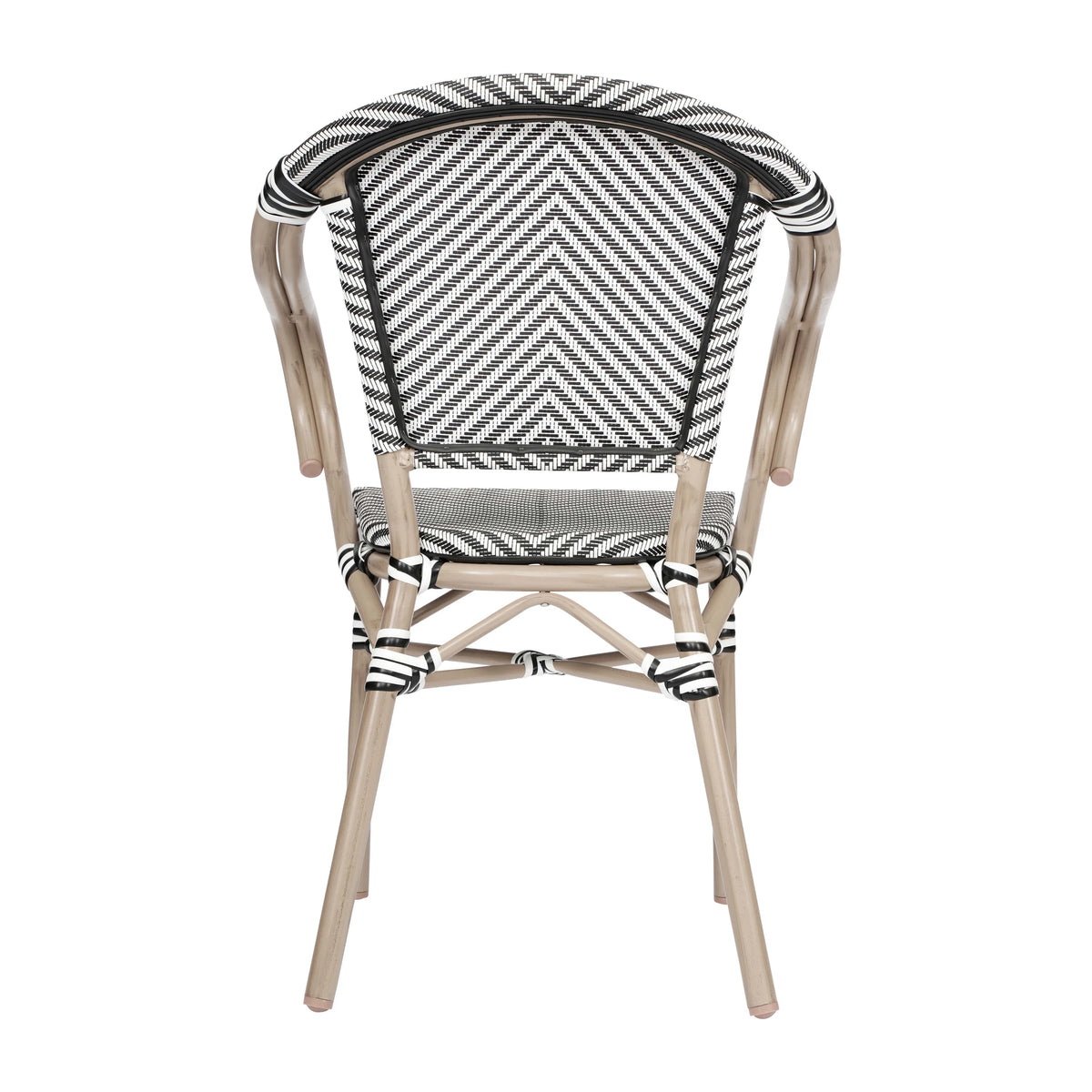 Flash Furniture Marseille Indoor/Outdoor French Bistro Stacking Chair with Arms Black/Natural