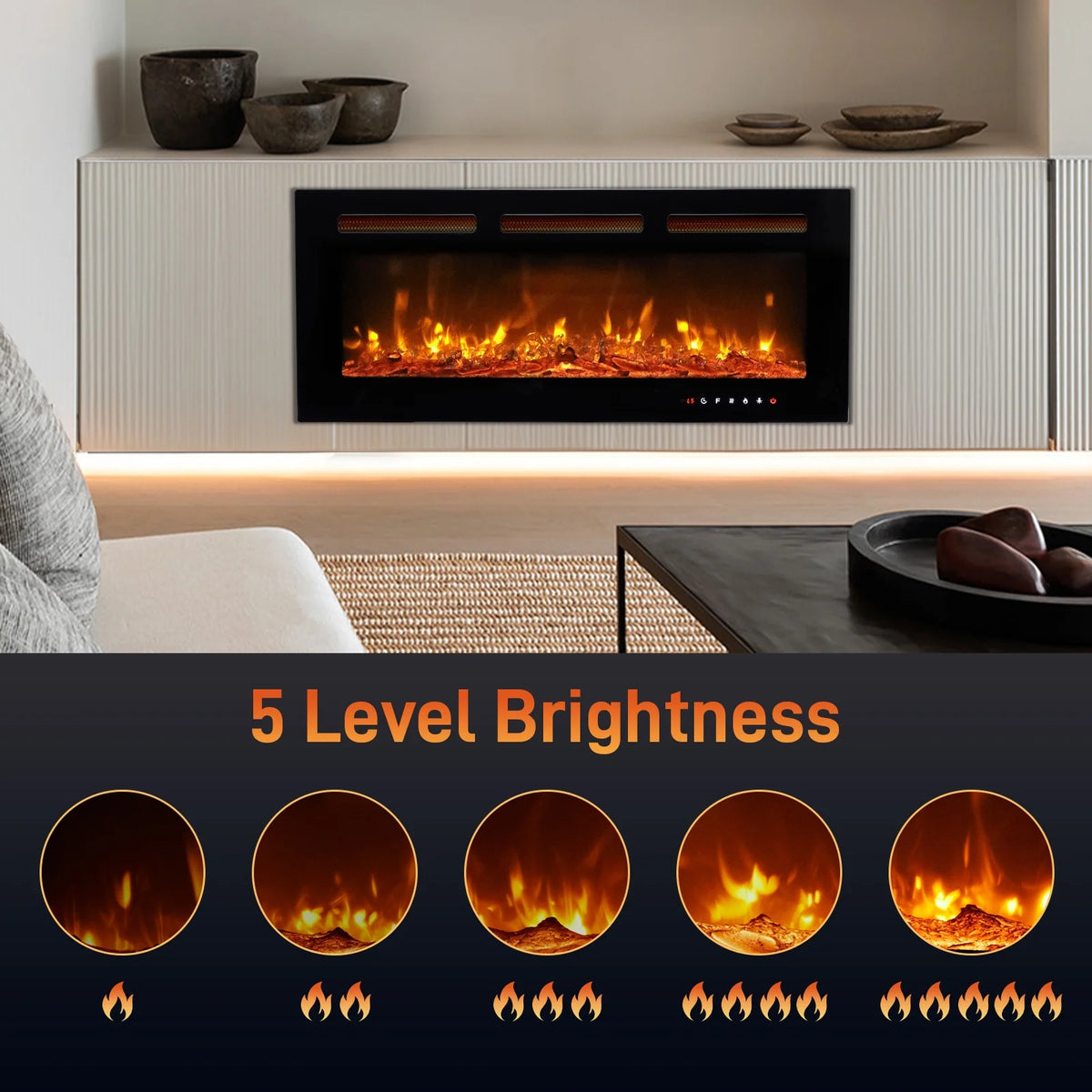 Ktaxon 30" Electric Fireplace, Freestanding/Inserts/Wall Mounted Fireplace Heater with Remote Control, 12 Adjustable Flame Colors, Log & Crystal, 8H Timer for Living Room, Bedroom