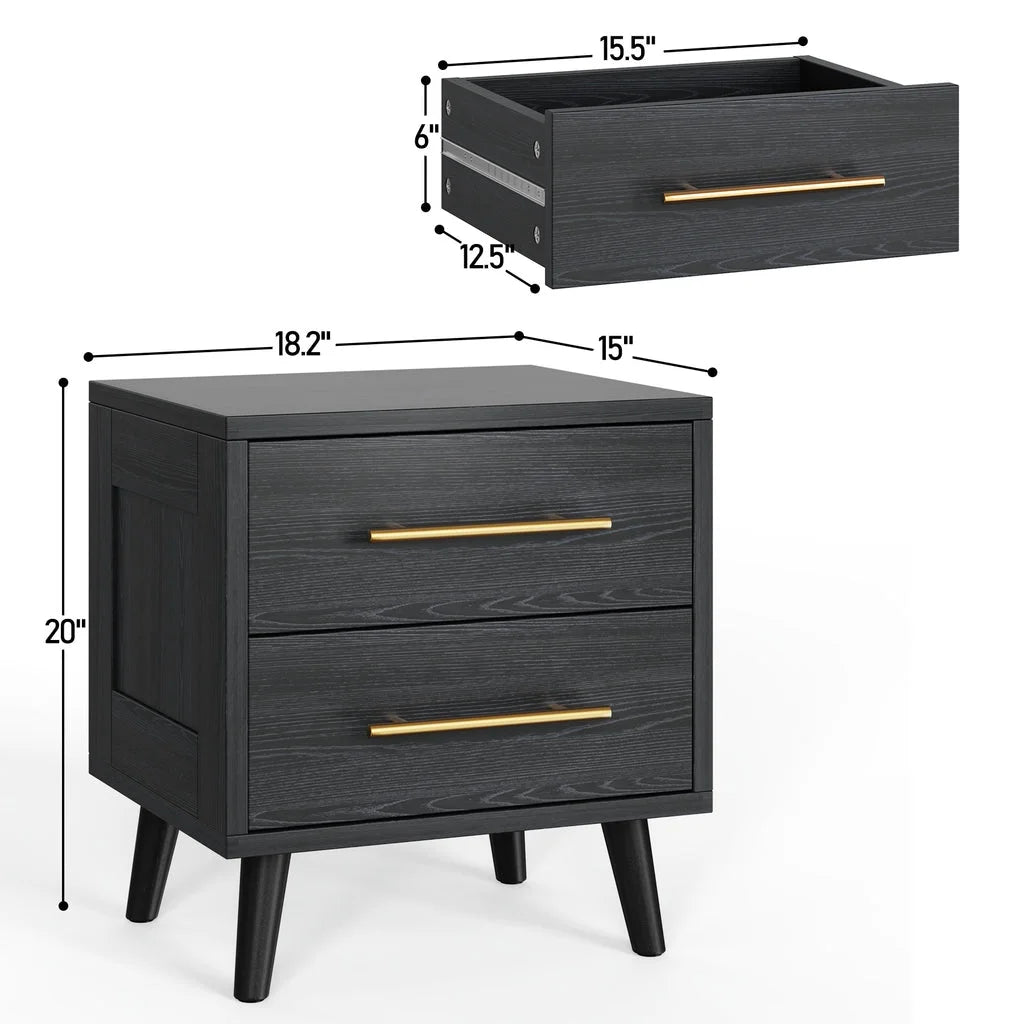Aiho 5 Pieces Bedroom Furniture Set, Includes Queen Lift Up Storage Bed, Nightstands Set of 2, Double Wide 6-Drawer Dresser and Vanity Table Set - Black