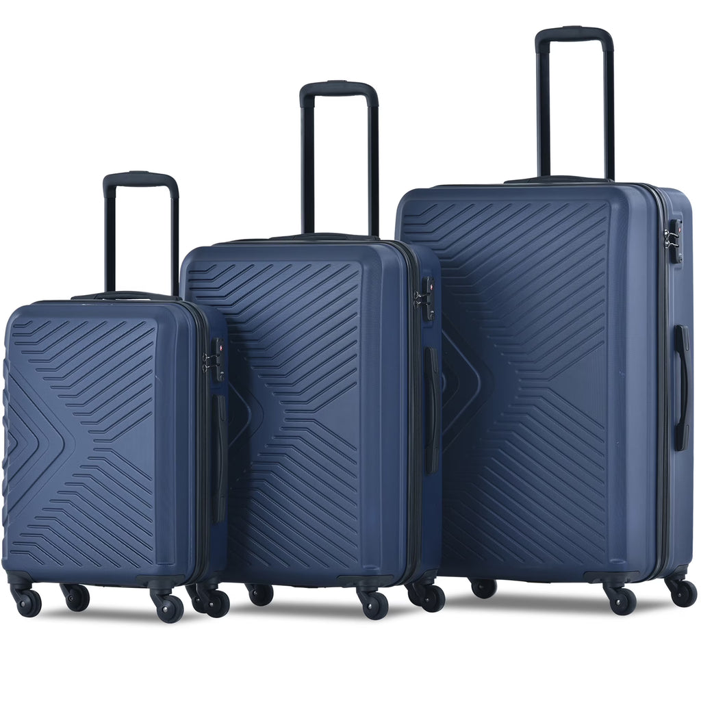 3 Piece Navy Luggage Travel Set, 20" 24" 28" Carry on Luggage with Spinner Wheels, Lightweight Hard Case Luggage Travel Suitcase Christmas Gifts for Business Trip Holiday Travel Cruise