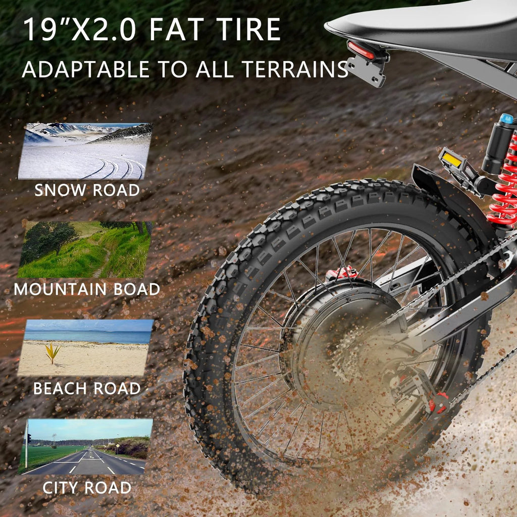 50MPH Electric Dirt Bicycle Freego X2 Pro,6000W(Peak)Motor Electric Motorcycle, Electric Bike for Adults, 60V30AH Battery, 19x2 Tire Full Suspension Hydraulic Brake Half Throttle UL2849