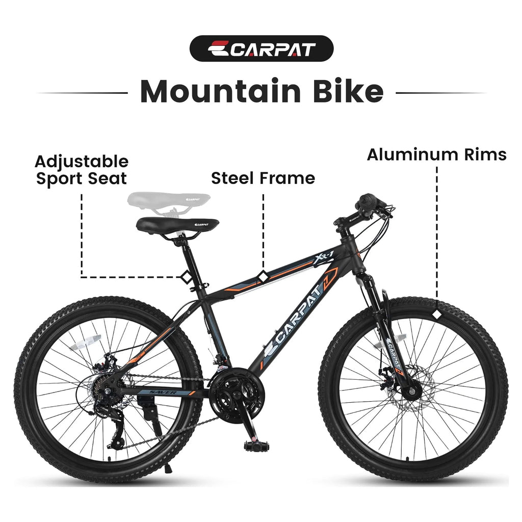 24 inch Kids Bike for Boys Girls, Kids Mountain Bike with Disc Brakes 21 Speed