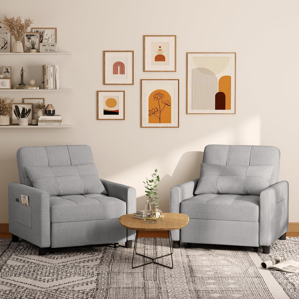 Sofa Bed, Lofka 3-in-1 Convertible Sleeper Sofa with Storage, Adjustable Backrest & Pull Out Function - Sleeper Chair for Small Space, Apartment, Dark Grey