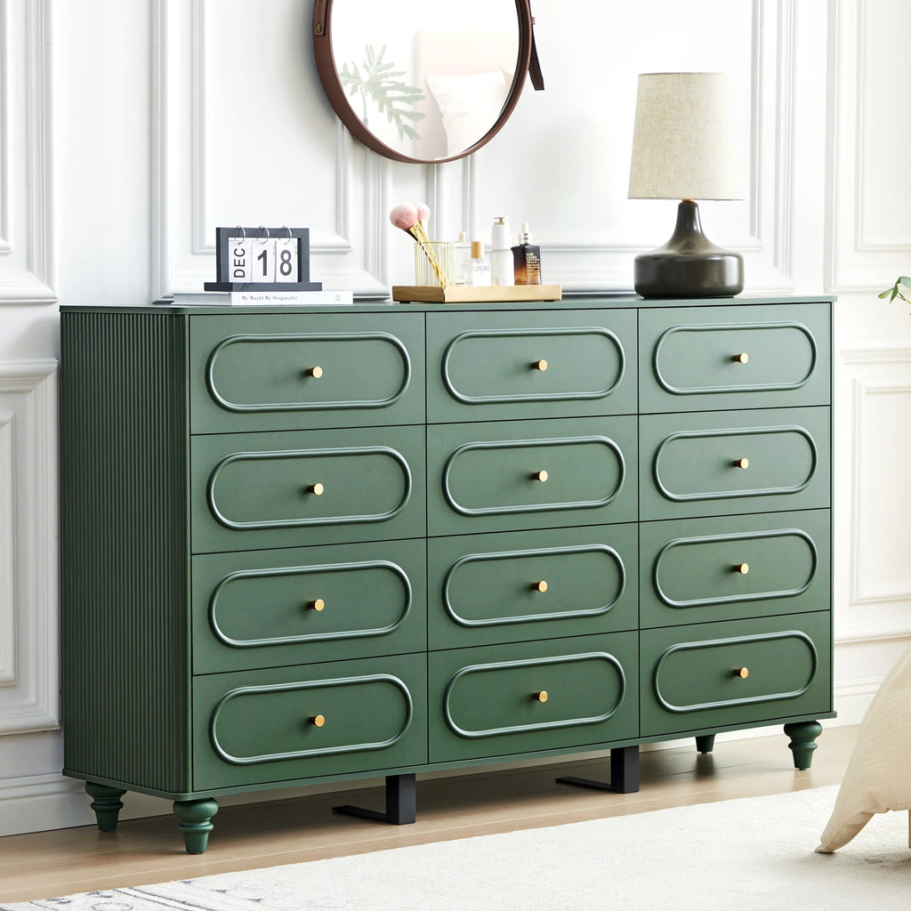 YOCWO 3 Drawer Nightstand, Classic Chest of Drawers with Arc Edge, Walnut