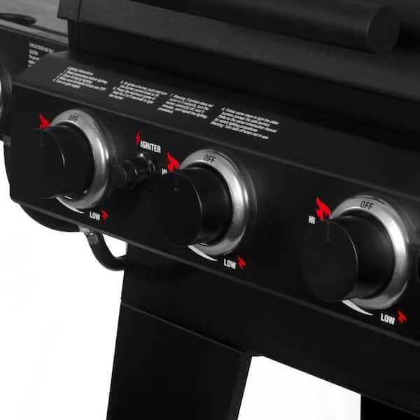 Double Play 1,260 sq., in. 3-Burner Gas and Charcoal Grill in Black