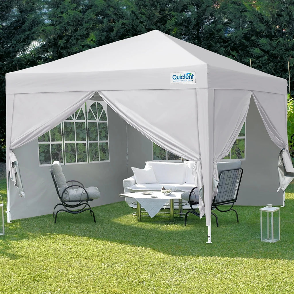Quictent 10'x10' Pop up Canopy Tent with Sidewalls Instant Outdoor Gazebo Easy Party Tent Enclosed Waterproof, Easy Set up (Pink)