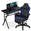 MoNiBloom Portable Standing Laptop Table with Host Rack and Ergonomic Gaming Chair with Footrest Recliner for Home Office