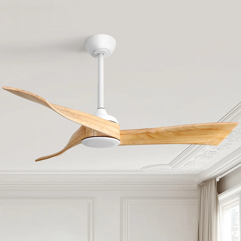 Sofucor 52" Wood Ceiling Fan No Light, 6 Wind Speeds, 3 Blades with Reverse Airflow, Black