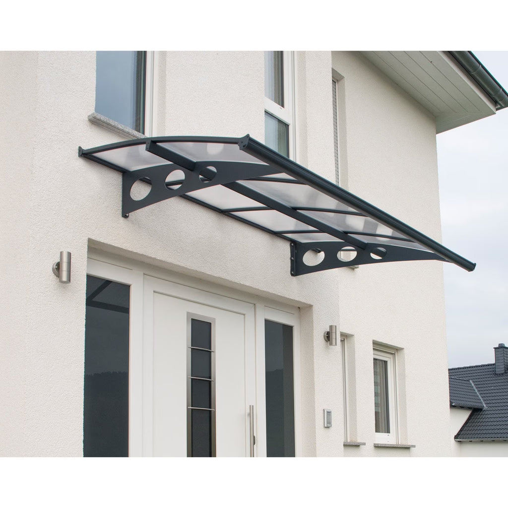 Palram - Canopia Herald 6690 22' x 5' Polycarbonate/Galvanized Steel Awning - Gray/Mist