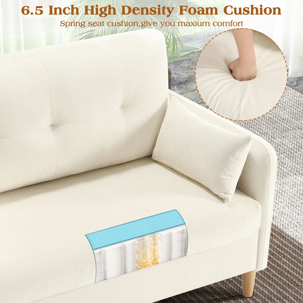 BedLuxury 47'' Wide LoveSeat, 2-seat Chenille sofa with 2 Pillows for Living Room and Small Spaces, Dark Grey
