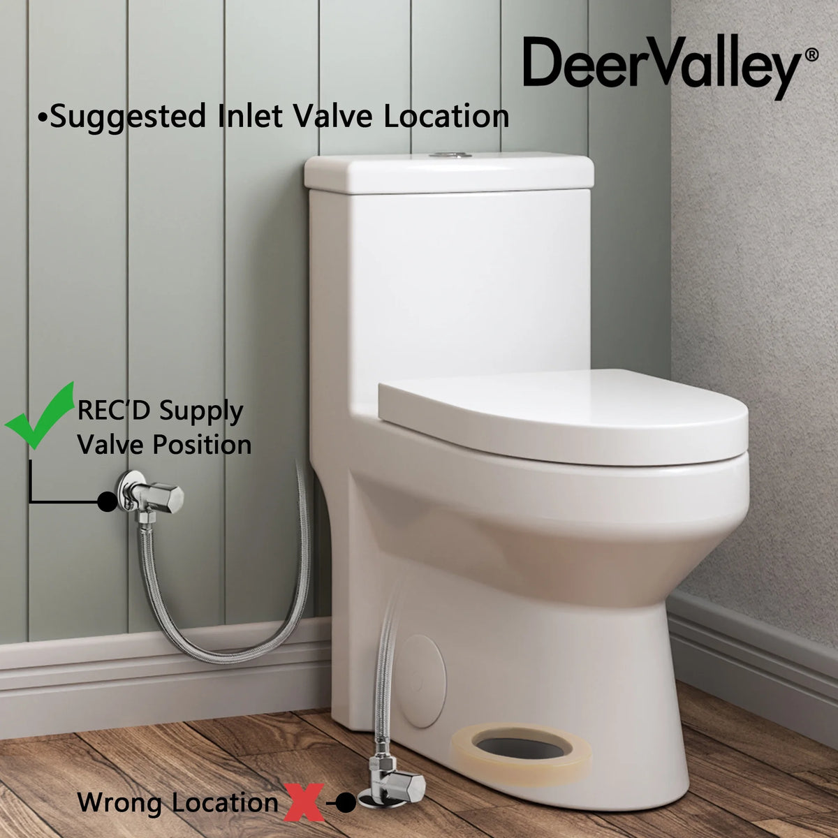 DeerValley Liberty Compact Toilets One-Piece Toilet With High-Efficiency Flush Round Toilet for Space-Saving Floor Mounted 12 in. Rough In 1-Piece 1.1/1.6 GPF Dual Flush (Seat Included)