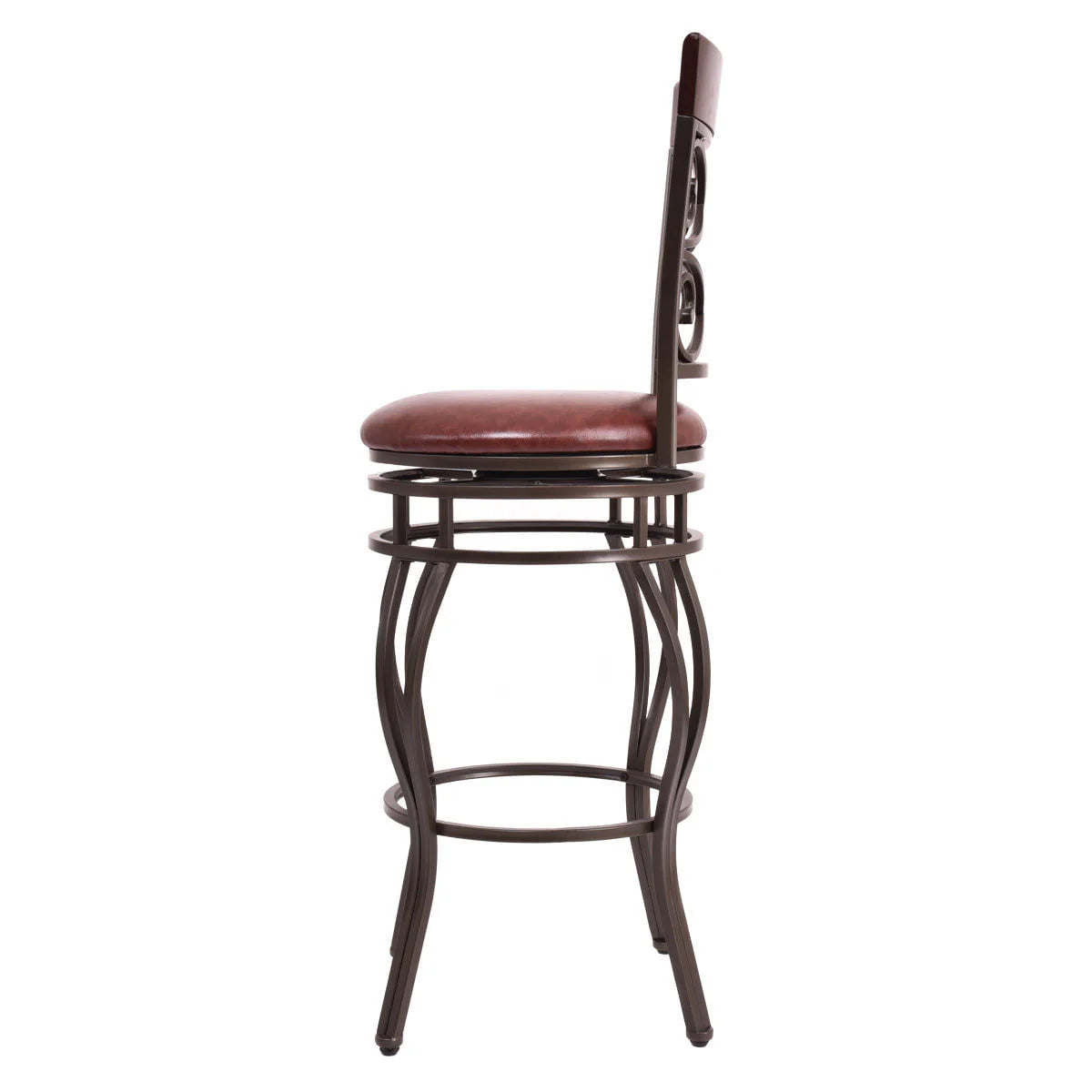Set of 2 Vintage Bar Stools Swivel Padded Seat 30'' Bistro Dining Kitchen Pub Chair High Back