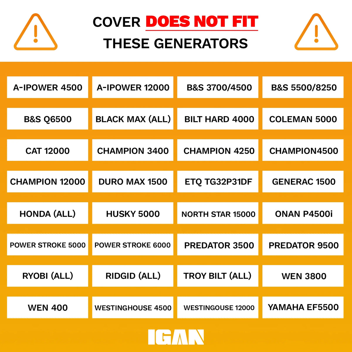 IGAN Generator Tent Waterproof Portable Cover for 3500�C12000 Watt 9,2 lb. Black