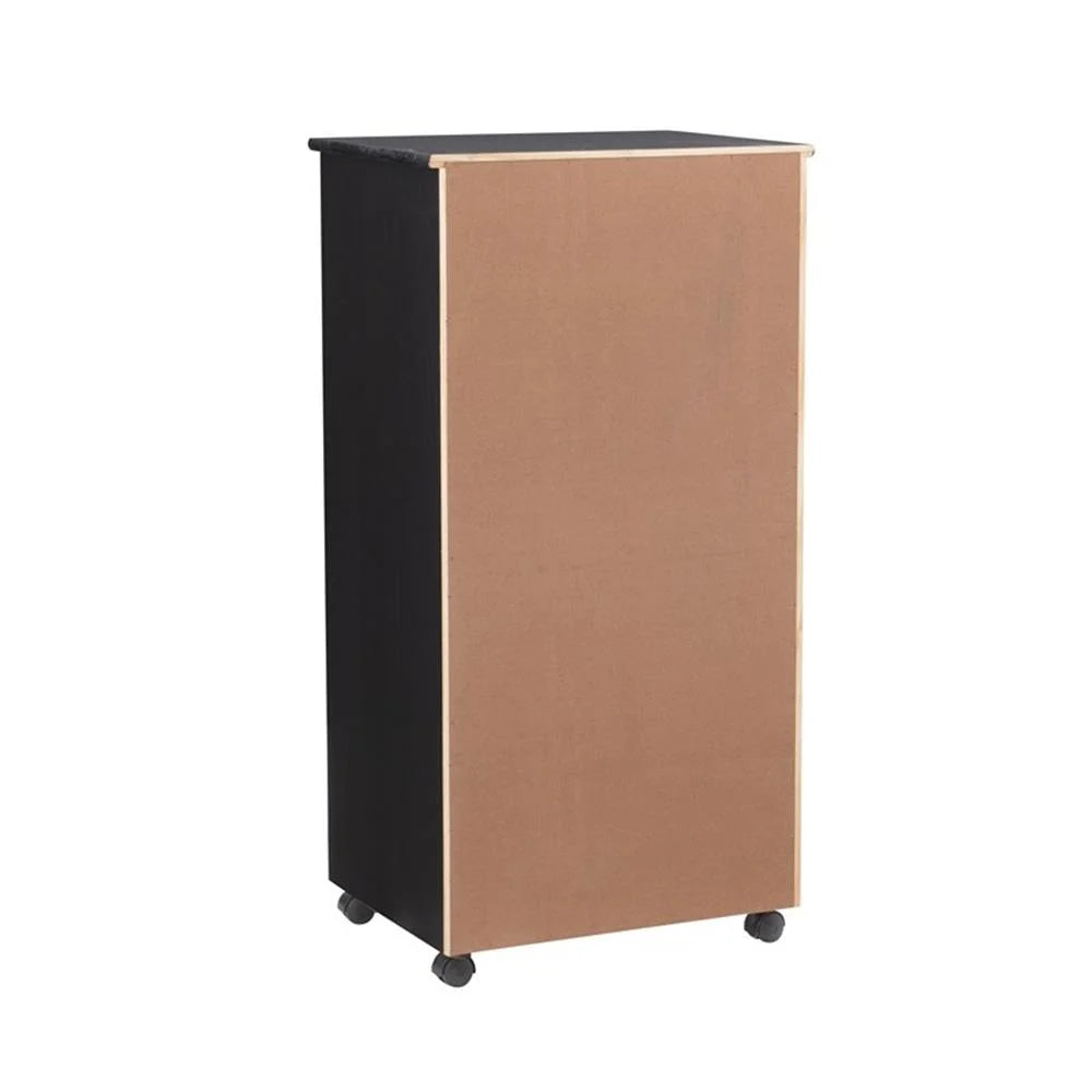 Linon Callie Eight Drawer Rolling Storage Cart in Natural Stained Wood