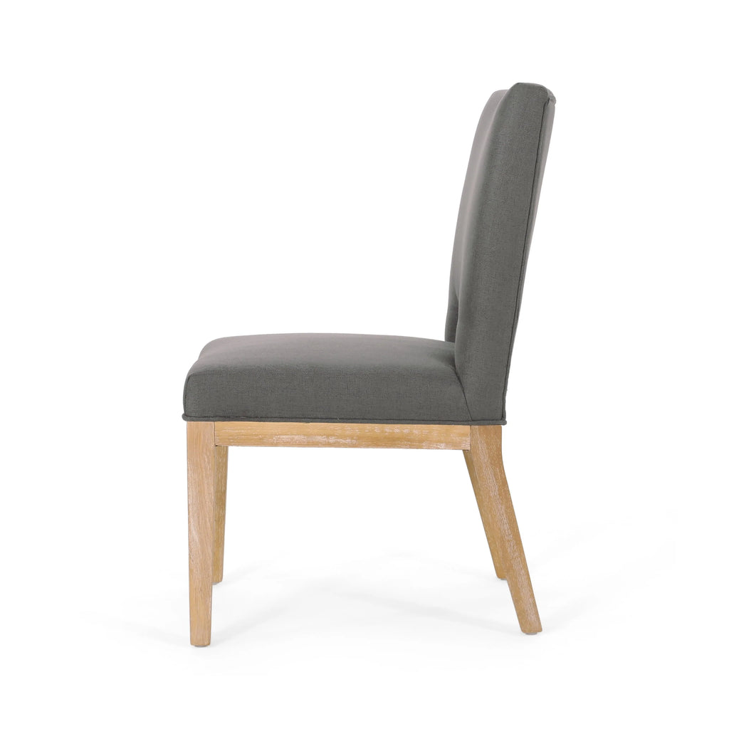 GDF Studio Parkey Contemporary Fabric Upholstered Dining Chairs, Set of 2, Deep Gray and Weathered Natural