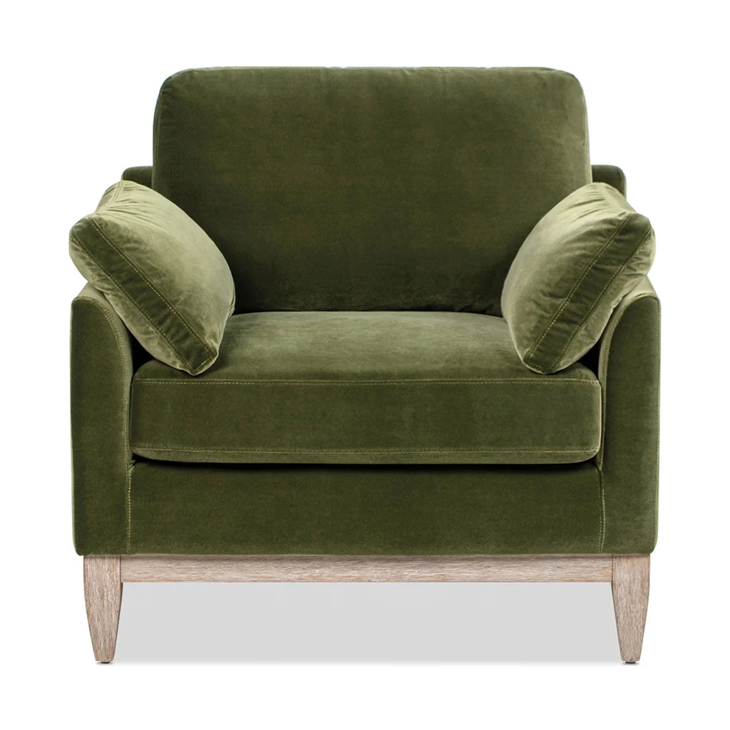 Velvet Sofa Couch, Mid Century Modern 75.5 inch 3-Seater Sofa with Back Cushions and 2 Bolster Pillows, for Small Space,Bedroom, Apartment, Olive Green
