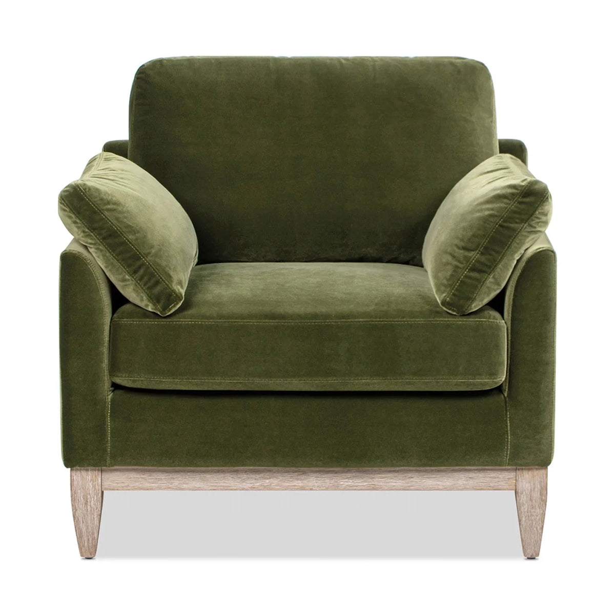 Velvet Sofa Couch, Mid Century Modern 75.5 inch 3-Seater Sofa with Back Cushions and 2 Bolster Pillows, for Small Space,Bedroom, Apartment, Olive Green