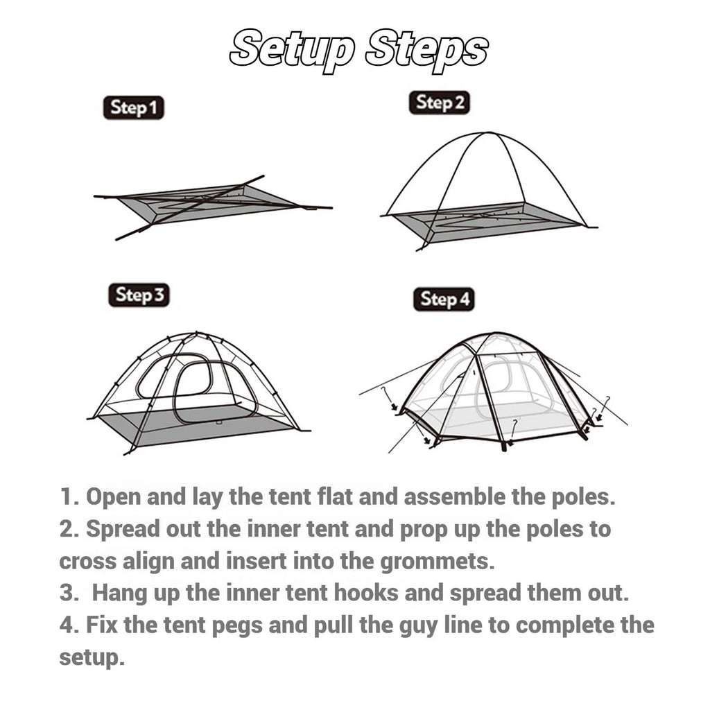Naturehike, Ultralight Hiking Tent, Portable Camping Tent with Two Doors, Waterproof and Wind-resistant Dome Tent, UV Protection Backpacking Tent