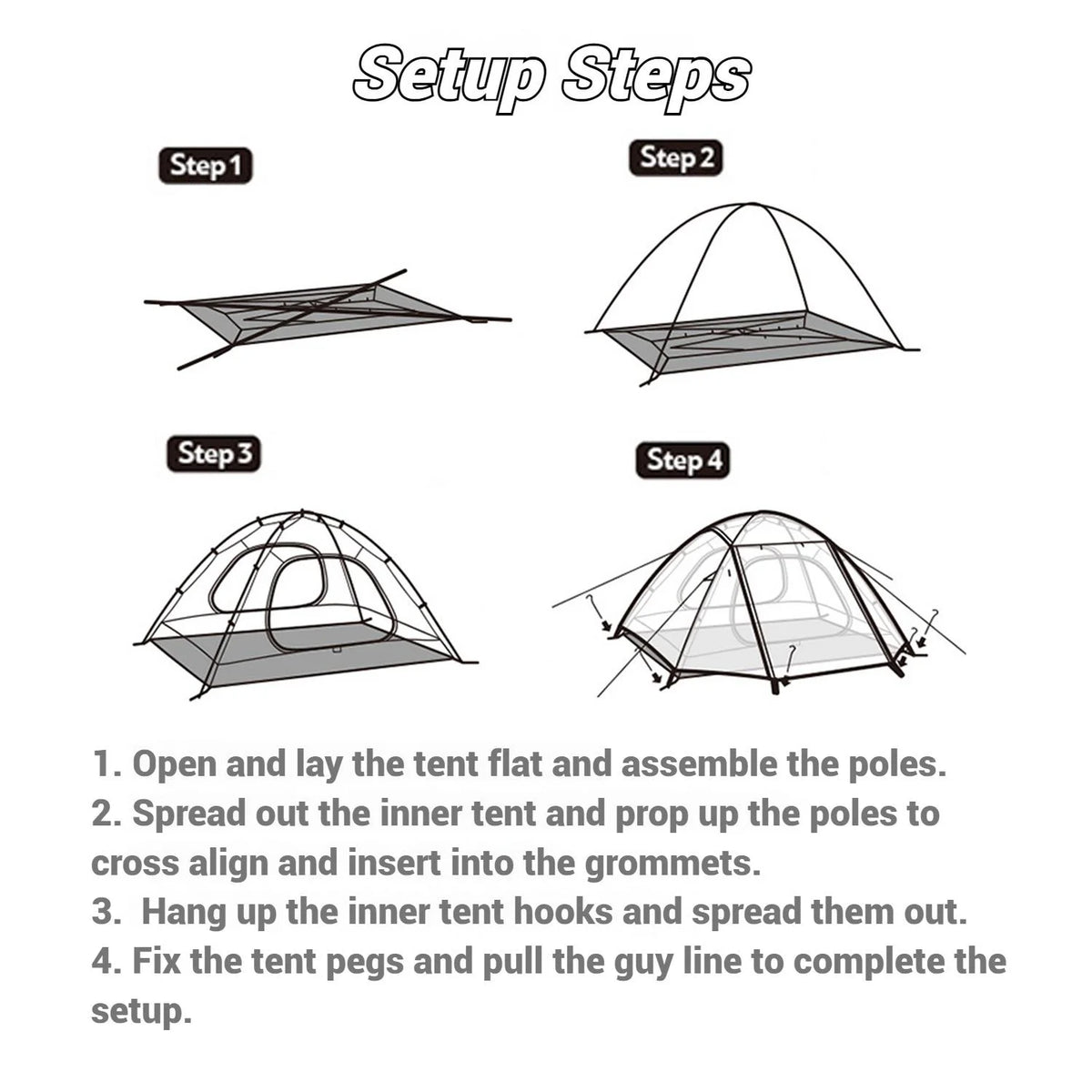 Naturehike, Ultralight Hiking Tent, Portable Camping Tent with Two Doors, Waterproof and Wind-resistant Dome Tent, UV Protection Backpacking Tent