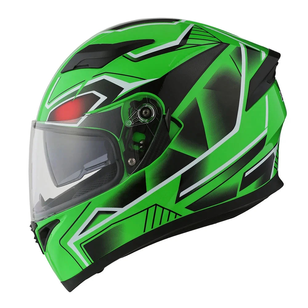 1Storm Motorcycle Modular Full Face Flip up Dual Visor Helmet + Spoiler + Motorcycle Bluetooth Headset: HJK316 Mechanic Red