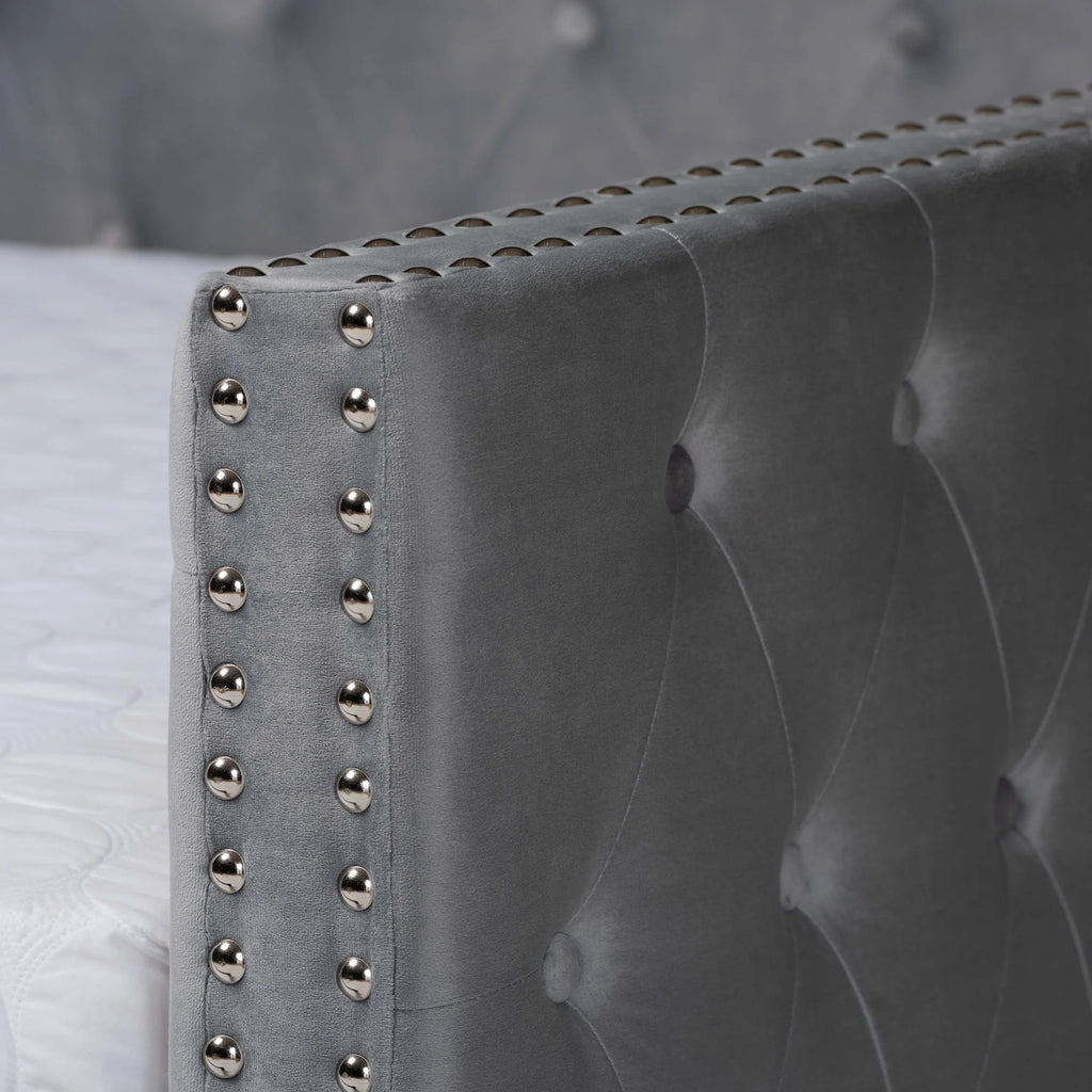 Baxton Studio Larkin Contemporary Upholstered with Trundle Daybed, Full, Grey