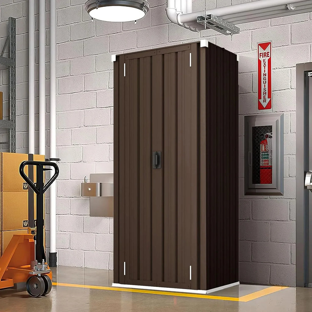 AECOJOY Outdoor Storage Cabinet for Garden & Patio, a Metal Organizer with Doors and Shelves in Gray