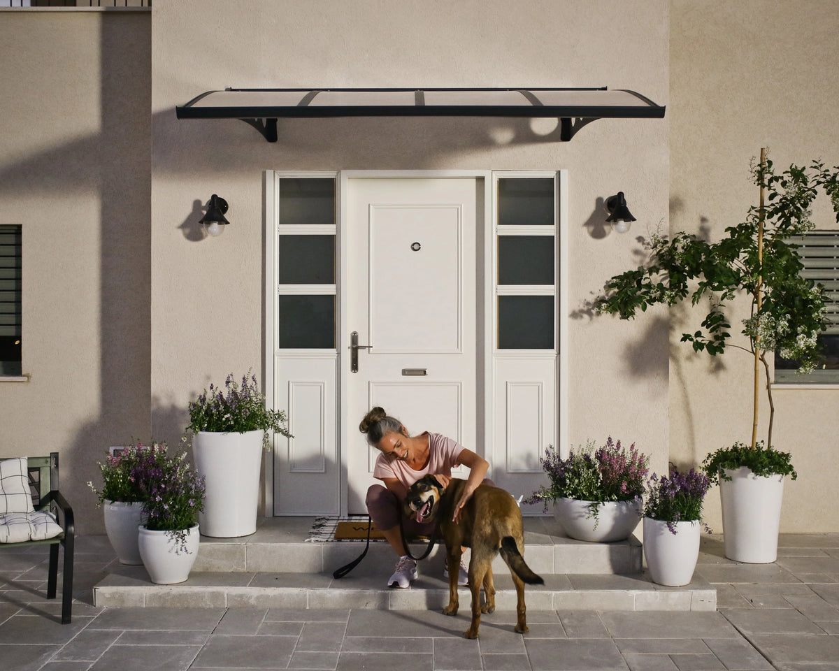 Palram - Canopia Herald 6690 22' x 5' Polycarbonate/Galvanized Steel Awning - Gray/Mist