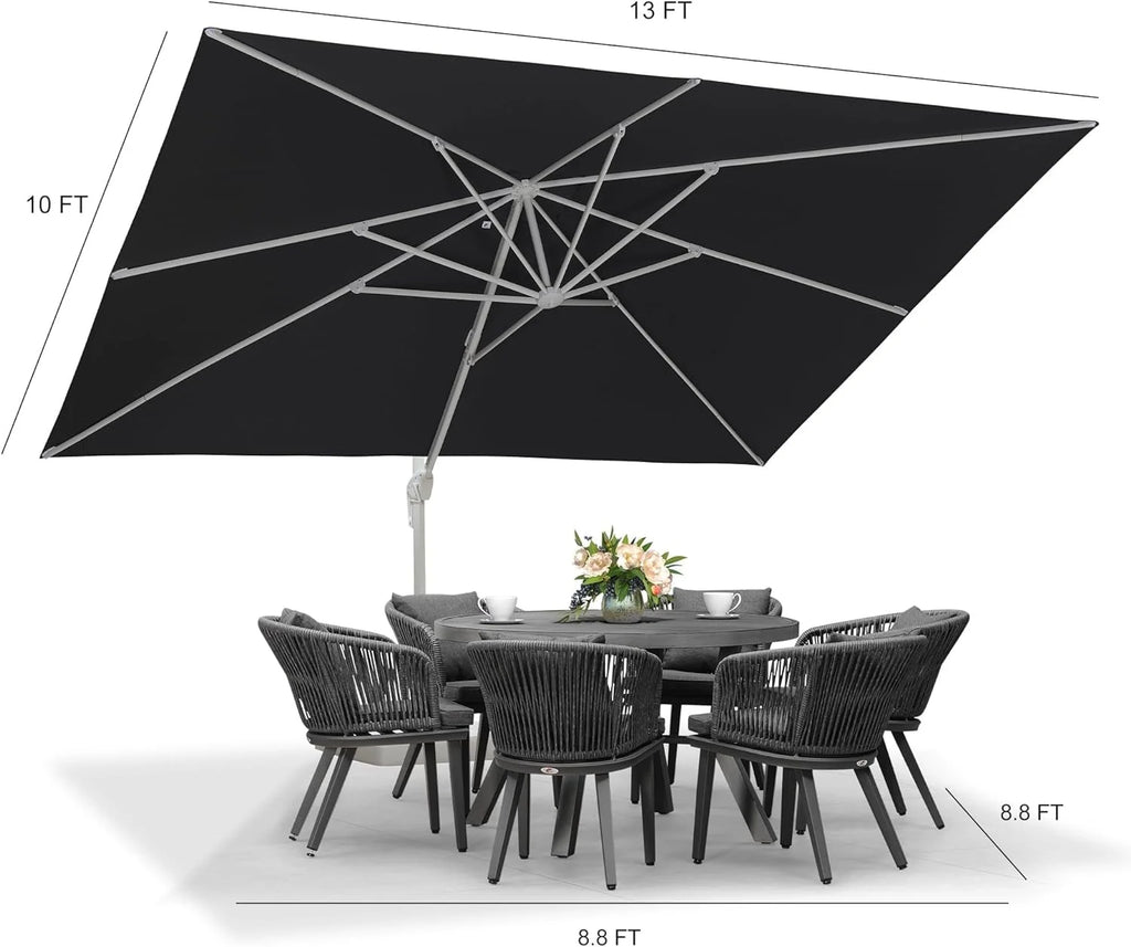 PURPLE LEAF 9 �� 11.5 FT Patio Umbrella White Cantilever Offset Umbrella Rectangle Outdoor Umbrella with 360�� Rotation for Garden Deck Pool, Beige