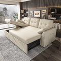 VANACC Sectional Sofa Bed with Storage and Soft Seat ,Reversible Pull Out Couch for Living Room,Beige