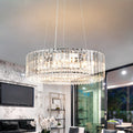 OYIPRO  6 - Light 19.7" Modern Round Crystal Chrome Chandelier Chrome Chrome