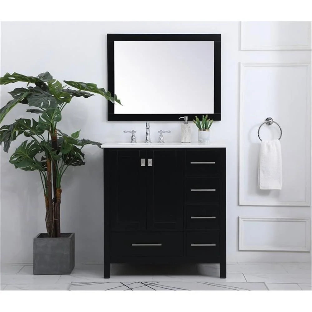 Elegant Decor Irene 32" Solid Wood and Stone Single Bathroom Vanity in White
