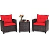 Costway 3PCS Patio Rattan Furniture Set Cushioned Conversation Set Sofa Turquoise