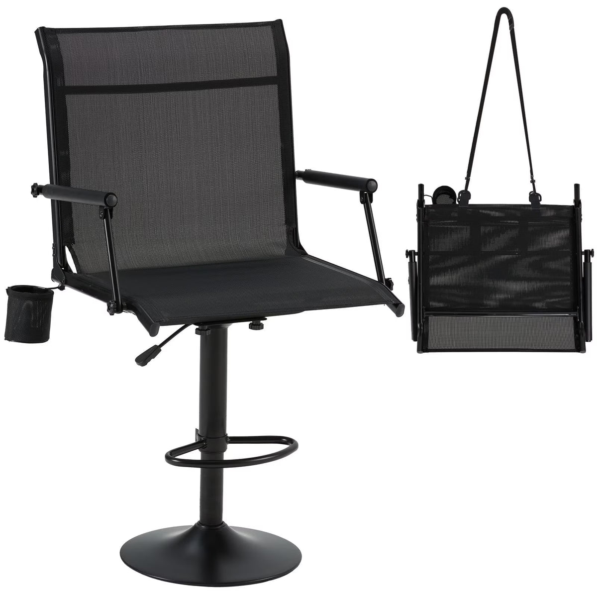 Danrelax 360�� Silent Camo Hunting Blind Chair, Armrests, Side Pouch, Telescopic Legs