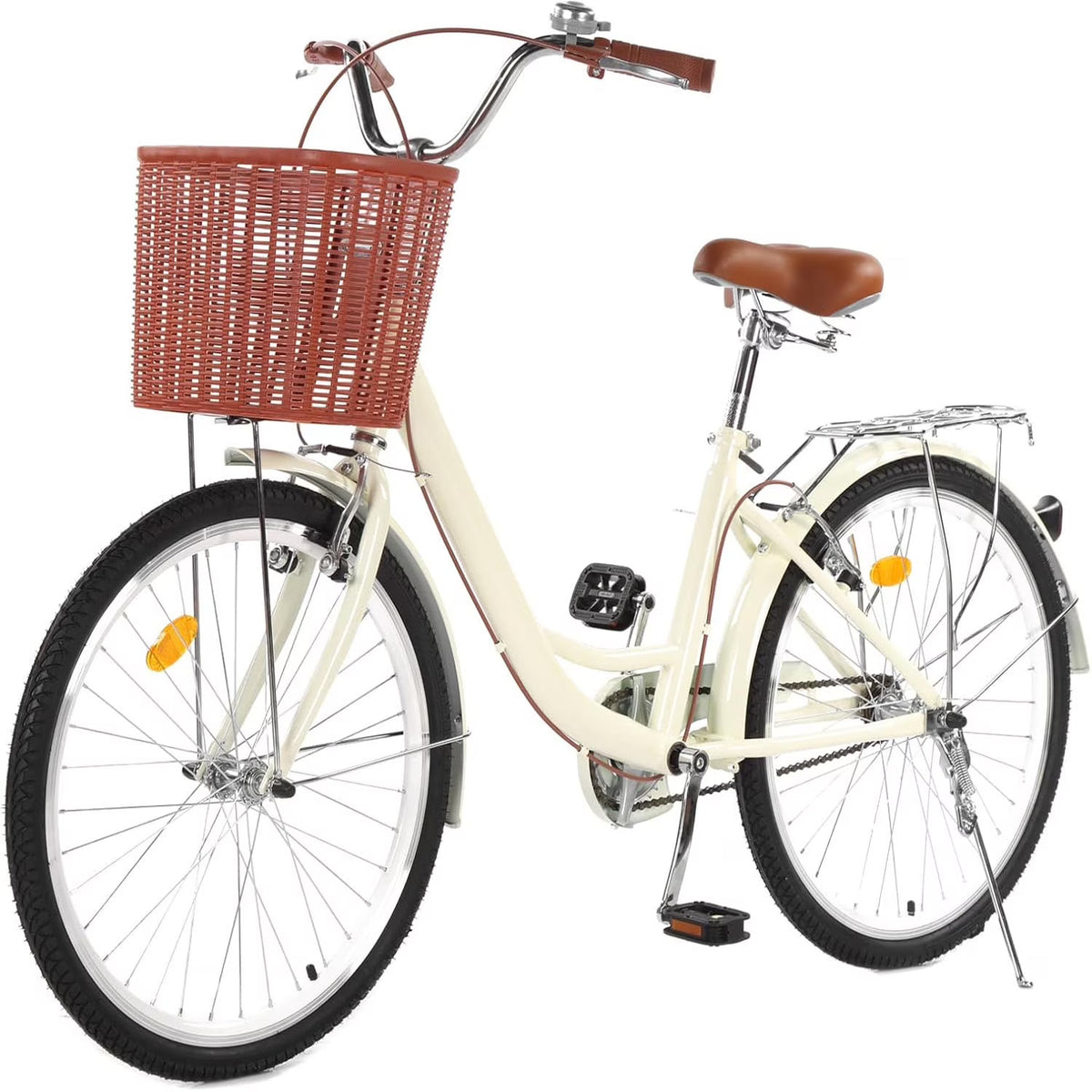 Studyset 24-26 Inch Cruiser Bike for Women with Adjustable Seat,24 & 26 Inch Women's Beach Cruiser Bike Beach Womens Bike with Basket 1 Speed, Step Through Bikes, Commuter Bicycle Women Adult