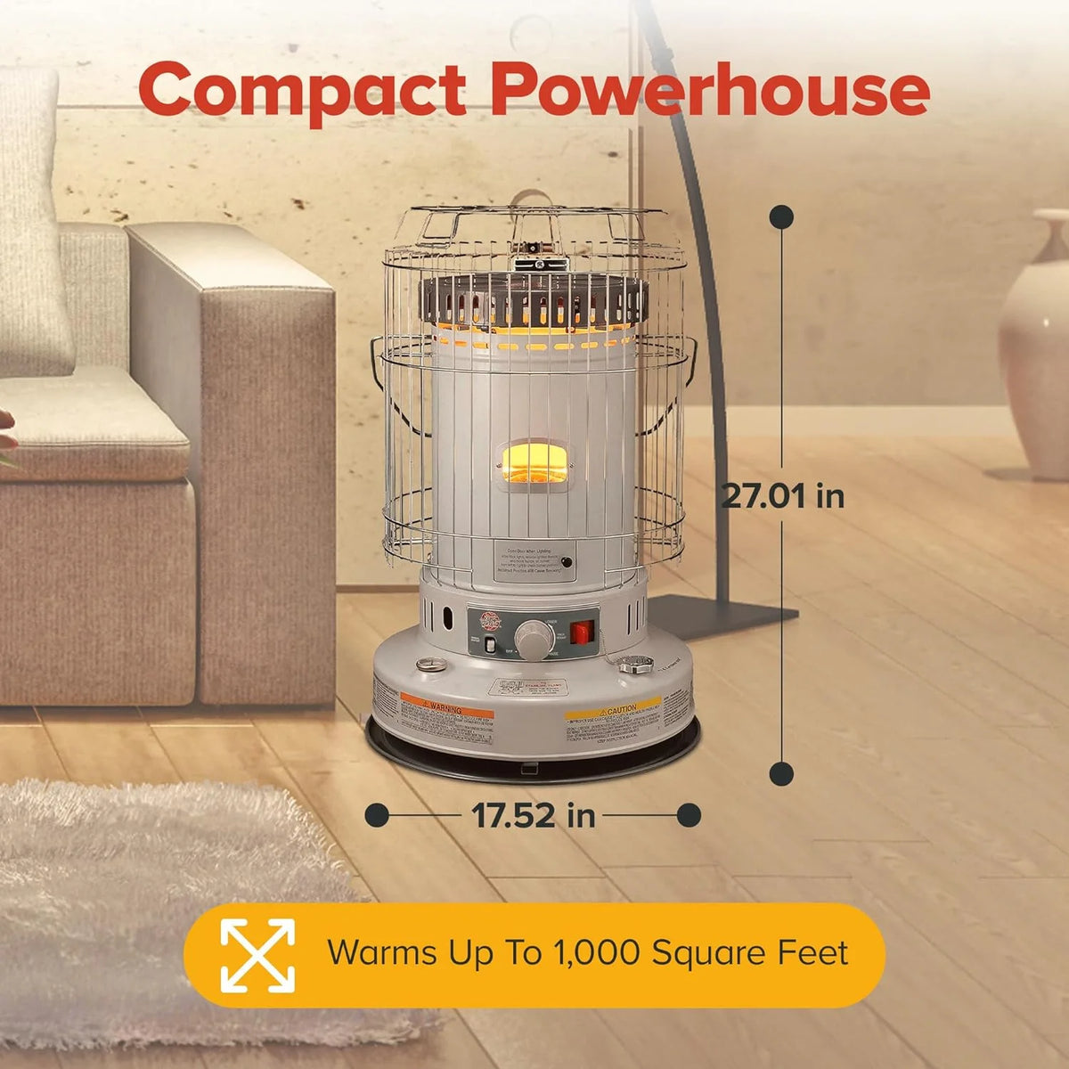 KW-24G Indoor Kerosene Heater, Large, White