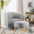 Dazone Swivel Armchair & Ottoman Set, Modern Accent Upholstered Single Sofa Chair With Footstool, 360°Rotating Armchair and Footrest Set, Club Tub Chair for Living Room Bedroom Reading Room,Gray