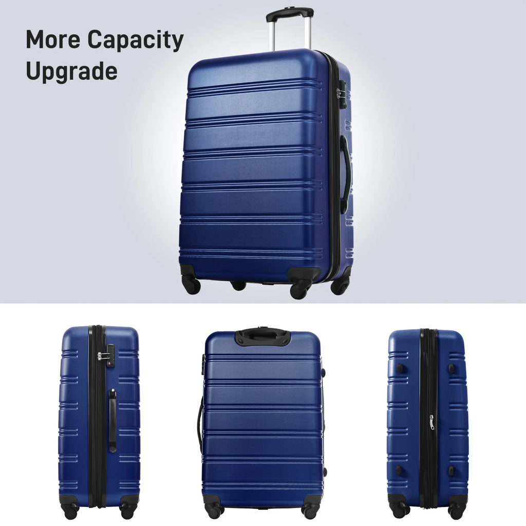 3 Piece ABS Luggage Set, Luggage with Spinner Wheel & TSA  20/24/28 inch, Purple