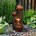 LuxenHome 32 Inch Resin Outdoor Water Fountain with Lights, Farmhouse Outdoor Water Features