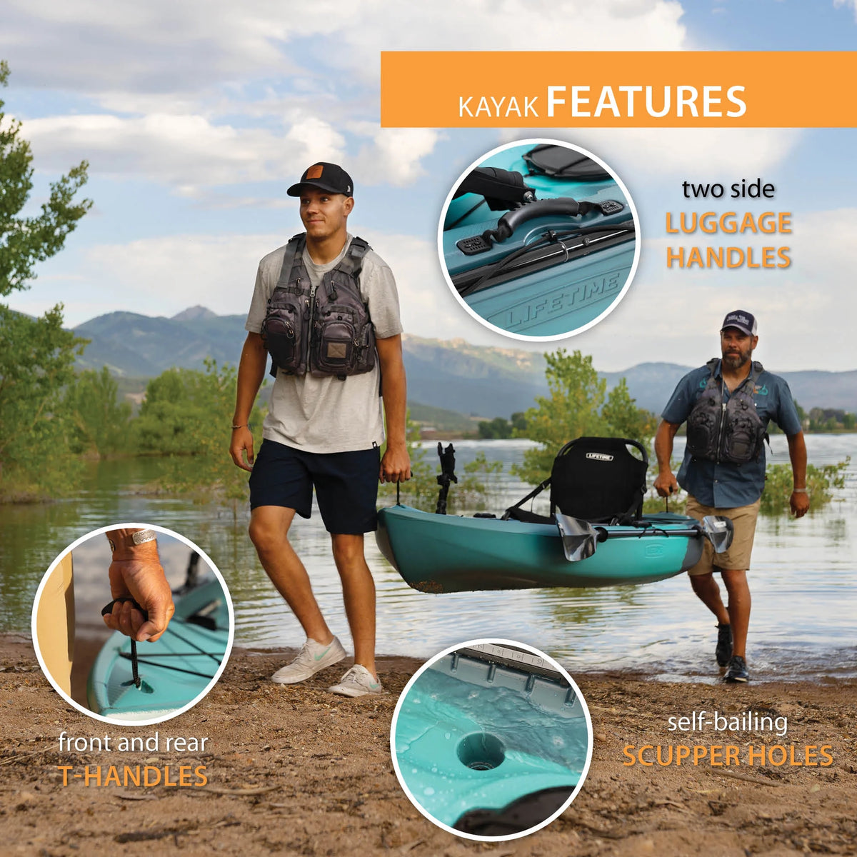 Lifetime Tamarack Pro 123 inch Sit-on-Top Kayak, Eclipse Fusion (91058)