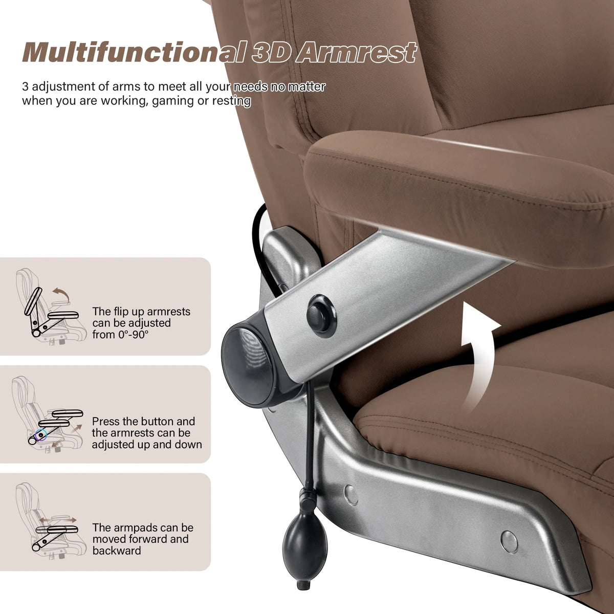 Big and Tall 700lbs Office Chair, Ultra-Soft Fabric Executive Desk Chair, Ergonomic Computer Chair with 3D Flip Up Arms, Adjustable Lumbar Support, Heavy Duty Metal Base and Quiet Rubber Wheel, Black