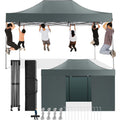 COBIZI 10x15ft Pop up Canopy, Easy up Heavy Duty Canopy Tent with 4 Removable Sidewalls,Gray