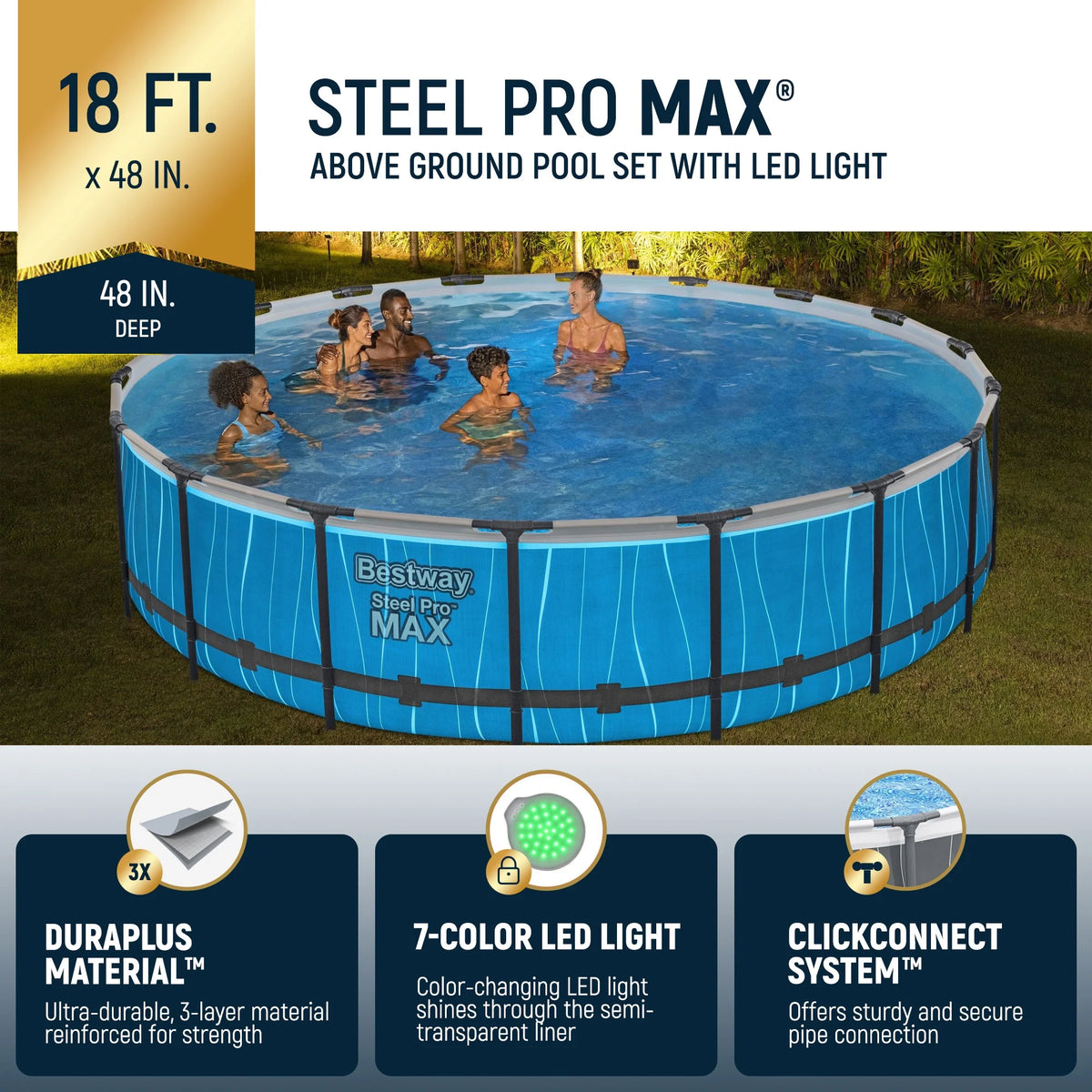 Bestway Steel Pro MAX 12' x 30" Above Ground Outdoor Swimming Pool Set